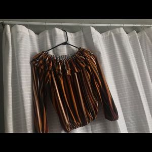 Off the shoulder striped shirt